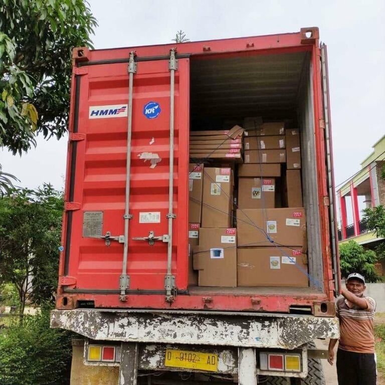 Goods loaded into a container for export