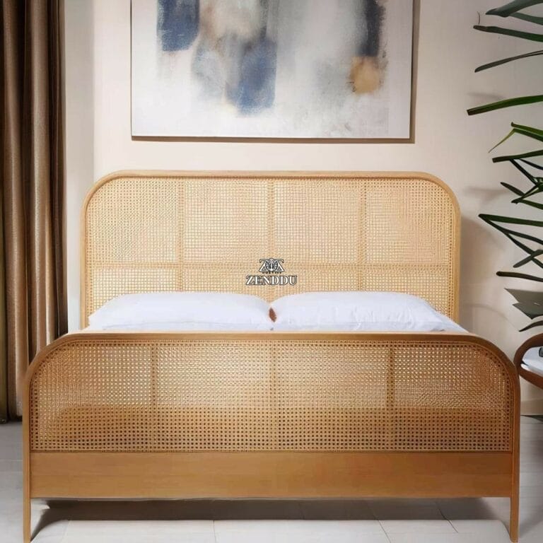 Teak Wood Rattan Bed Frame Bedroom Furniture Manufacturers Wholesale Export Trade Suppliers Bali Java Indonesia