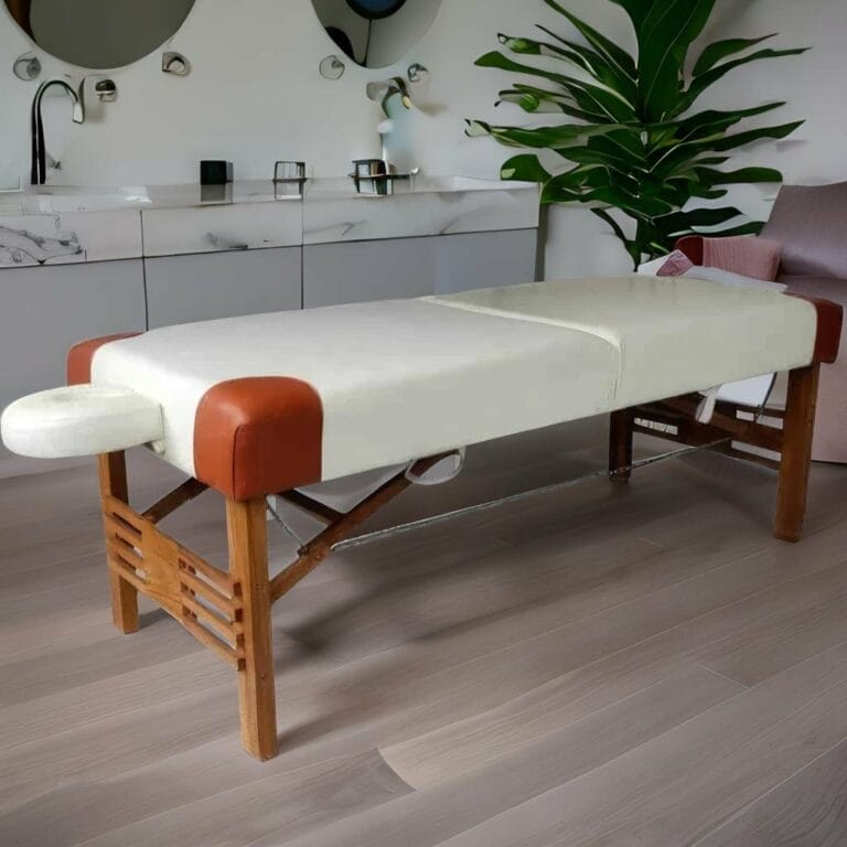 Teak and Leather Massage Bed Table manufacturers wholesale export Bali Java Indonesia P101-0501-0003
