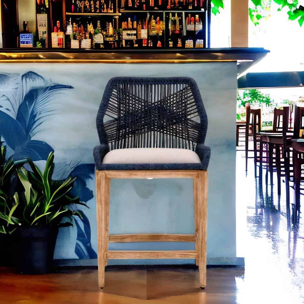 Teak Synthetic Bar Stools Dining Room Restaurant Furniture Manufacturers Wholesale Export Trade Suppliers Bali Java Indonesia P104-01