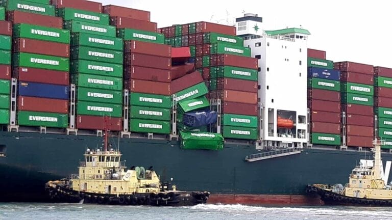 Containers falling of ship