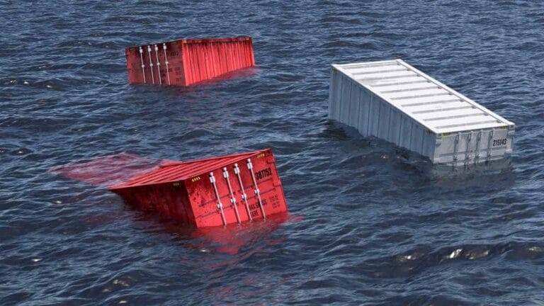 Containers floating in the sea