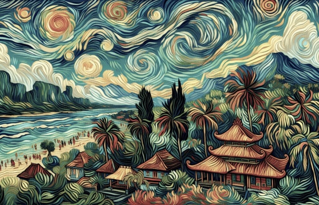 バリ芸術　絵画 バリ島のAIアート：偉大な芸術の巨匠たちからインスピレーション